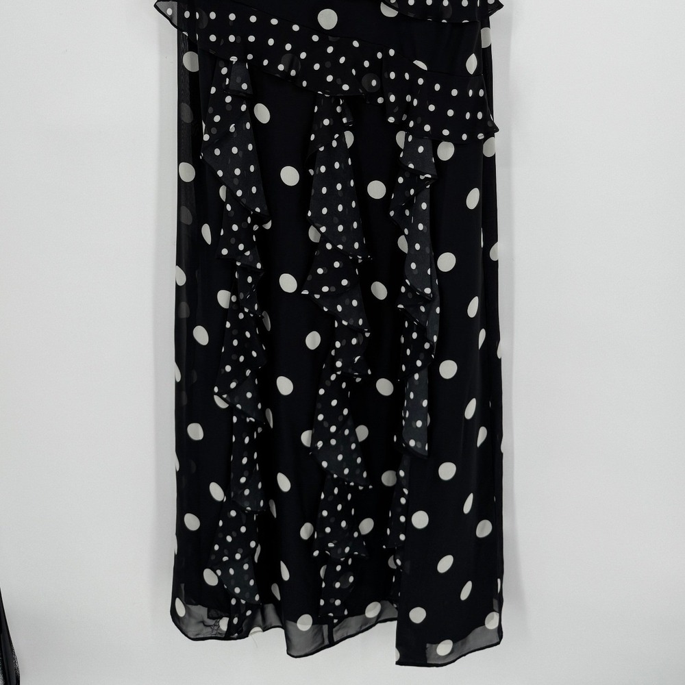 Eliza J Mixed Polka Dot Maxi Dress 12 Black White Ruffle Tiered Chiffon Formal - Picture 4 of 10
